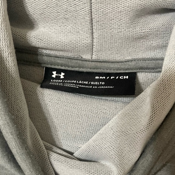 Under Armour Cowl Neck Gray Cropped Hoodie Logo Athletic Athleisure Sporty Small - Picture 5 of 7